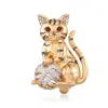 Ross-simons Diamond Cat Pin Pendant With Garnet Accents In 18kt Gold Over Sterling In White
