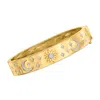 Ross-simons Diamond Celestial Bangle Bracelet In 18kt Gold Over Sterling In Multi
