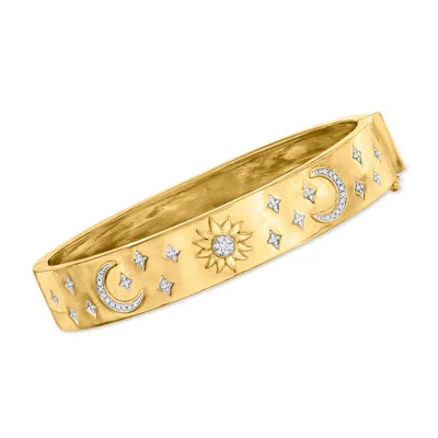 Ross-simons Diamond Celestial Bangle Bracelet In 18kt Gold Over Sterling In Multi