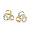 Ross-simons Diamond Celtic Knot Stud Earrings In 14kt Yellow Gold In White