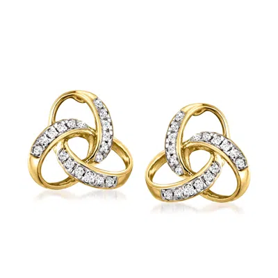 Ross-simons Diamond Celtic Knot Stud Earrings In 14kt Yellow Gold In White