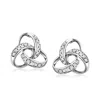 Ross-simons Diamond Celtic Knot Stud Earrings In Sterling Silver In White