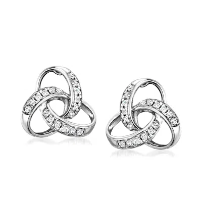 Ross-simons Diamond Celtic Knot Stud Earrings In Sterling Silver In White