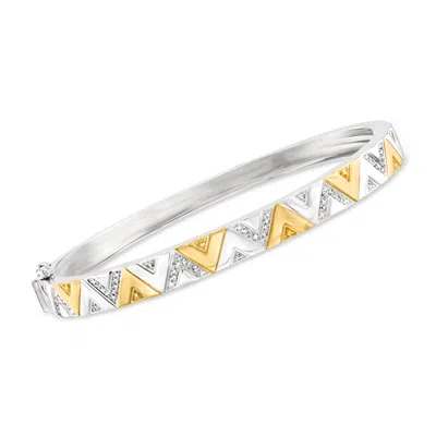 Ross-simons Diamond Chevron Bangle Bracelet In 2-tone Sterling Silver In Multi