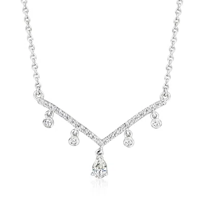 Ross-simons Diamond Chevron Bar Necklace In Sterling Silver In Multi