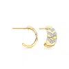 Ross-simons Diamond Chevron C-hoop Earrings In 18kt Gold Over Sterling In Multi