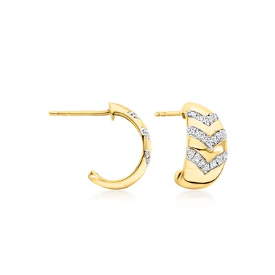 Ross-simons Diamond Chevron C-hoop Earrings In 18kt Gold Over Sterling In Multi