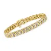 Ross-simons Diamond Chevron-link Bracelet In 18kt Gold Over Sterling In Gold