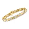 Ross-simons Diamond Chevron-link Bracelet In 18kt Gold Over Sterling In Multi