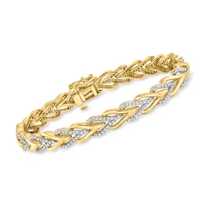 Ross-simons Diamond Chevron-link Bracelet In 18kt Gold Over Sterling In Multi