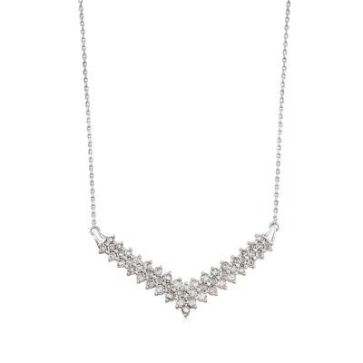 Ross-simons Diamond Chevron Necklace In Sterling Silver In Multi