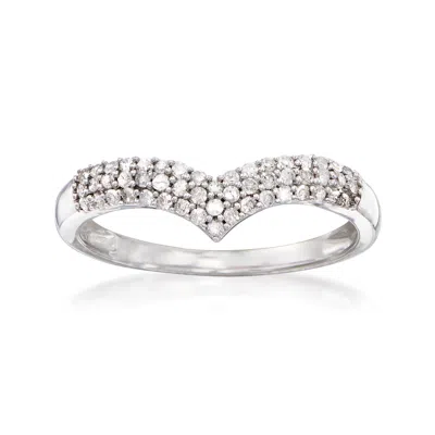 Ross-simons Diamond Chevron Ring In Sterling Silver In White