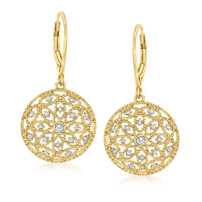 Ross-simons Diamond Circle Drop Earrings In 18kt Gold Over Sterling In White