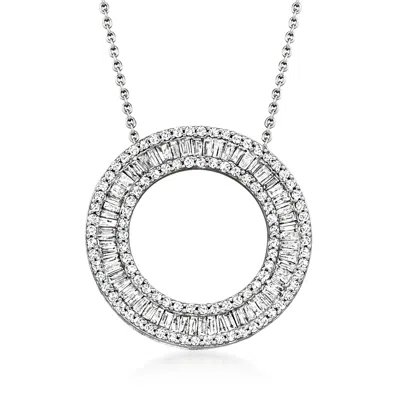 Ross-simons Diamond Circle Pendant Necklace In Sterling Silver In Multi