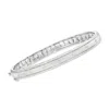 Ross-simons Diamond Clover Bangle Bracelet In Sterling Silver In Silver