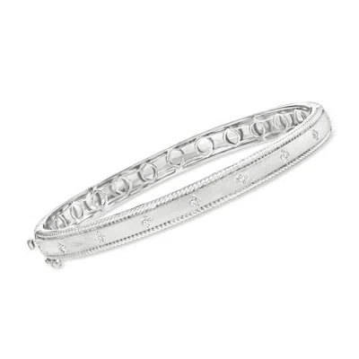 Ross-simons Diamond Clover Bangle Bracelet In Sterling Silver
