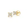 Ross-simons Diamond Clover Flat-back Stud Earrings In 10kt Yellow Gold In Gold