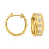 Ross-simons Diamond Clover Hoop Earrings In 18kt Gold Over Sterling In White