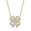 Ross-simons Diamond Clover Necklace In 18kt Gold Over Sterling In Multi