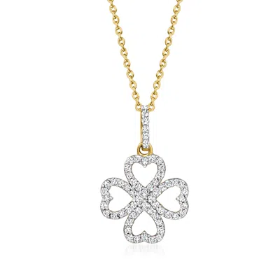 Ross-simons Diamond Clover Pendant Necklace In 18kt Gold Over Sterling In Gray