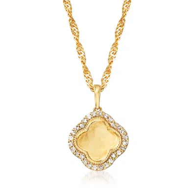 Ross-simons Diamond Clover Pendant Necklace In 18kt Gold Over Sterling In White