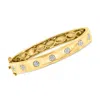 Ross-simons Diamond Cluster Bangle Bracelet In 18kt Gold Over Sterling In Multi