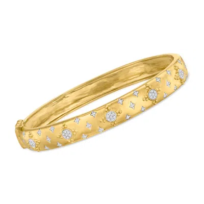 Ross-simons Diamond Cluster Bangle Bracelet In 18kt Gold Over Sterling In Multi
