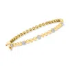 Ross-simons Diamond Cluster Bead Bangle Bracelet In 18kt Gold Over Sterling In Gold