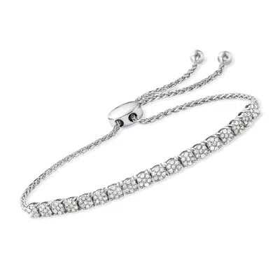 ROSS-SIMONS DIAMOND CLUSTER BOLO BRACELET IN STERLING SILVER