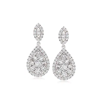 Ross-simons Diamond Cluster Drop Earrings In Sterling Silver In Multi
