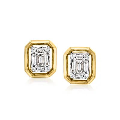 Ross-simons Diamond Cluster Earrings In 18kt Gold Over Sterling In White