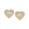 Ross-simons Diamond Cluster Heart Earrings In 14kt Yellow Gold In Multi