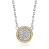 Ross-simons Diamond Cluster Necklace In Sterling Silver And 14kt Yellow Gold In Metallic