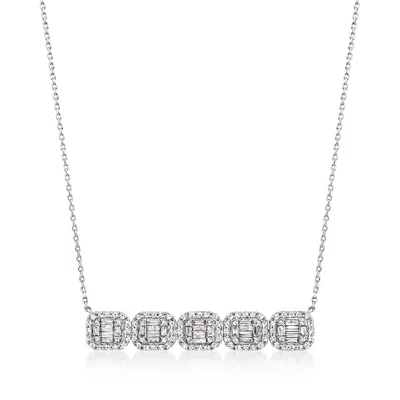 Ross-simons Diamond Cluster Necklace In Sterling Silver In Multi