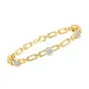 Ross-simons Diamond Cluster Paper Clip Link Bracelet In 18kt Gold Over Sterling
