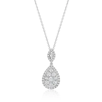 Ross-simons Diamond Cluster Pendant Necklace In Sterling Silver