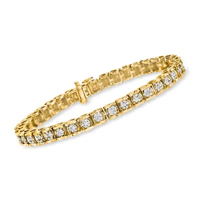 Ross-simons Diamond Cluster Tennis Bracelet In 18kt Gold Over Sterling In Multi