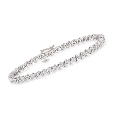 Ross-simons Diamond Cluster Tennis Bracelet In Sterling Silver In Multi