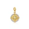 Ross-simons Diamond Compass Charm In 18kt Gold Over Sterling
