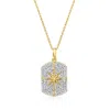 Ross-simons Diamond Compass Dog Tag Pendant Necklace In 18kt Gold Over Sterling In Multi