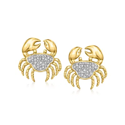 Ross-simons Diamond Crab Earrings In 18kt Gold Over Sterling In Multi