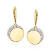 Ross-simons Diamond Crescent Moon Drop Earrings In 18kt Yellow Gold In White