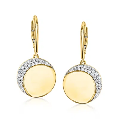 Ross-simons Diamond Crescent Moon Drop Earrings In 18kt Yellow Gold In White