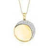 Ross-simons Diamond Crescent Moon Pendant Necklace In 18kt Yellow Gold In Multi