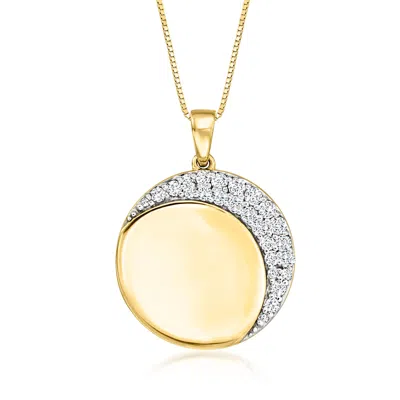 Ross-simons Diamond Crescent Moon Pendant Necklace In 18kt Yellow Gold In Multi