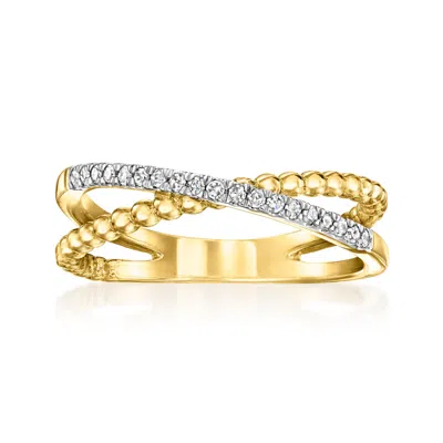 Ross-simons Diamond Crisscross Beaded Ring In 18kt Gold Over Sterling In White