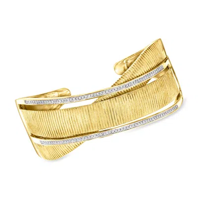 Ross-simons Diamond Crisscross Cuff Bracelet In 18kt Gold Over Sterling In Multi