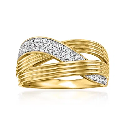 Ross-simons Diamond Crisscross Ring In 14kt Yellow Gold In White