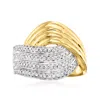 Ross-simons Diamond Crisscross Ring In 14kt Yellow Gold In White