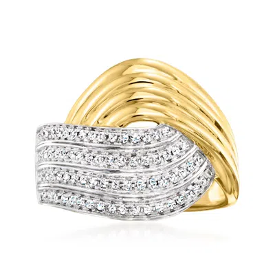 Ross-simons Diamond Crisscross Ring In 14kt Yellow Gold In White